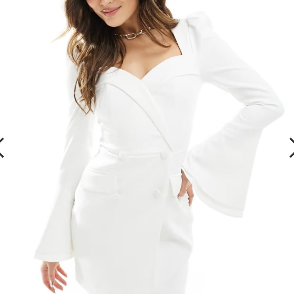 ASOS Asymmetrical Blazer Dress in White Women's Size US 4